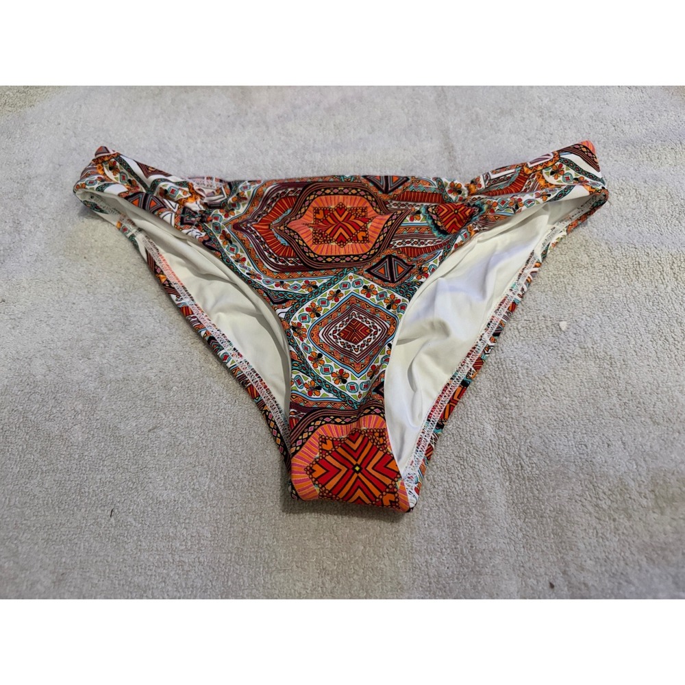 L*Space Womens Geometric Tribal Print Bikini Bottoms Full Cut Orange L RN130061